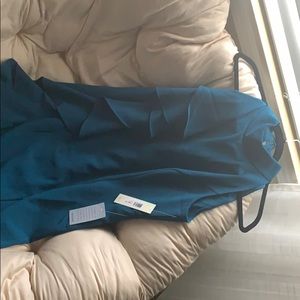 Teal side ruffled dress